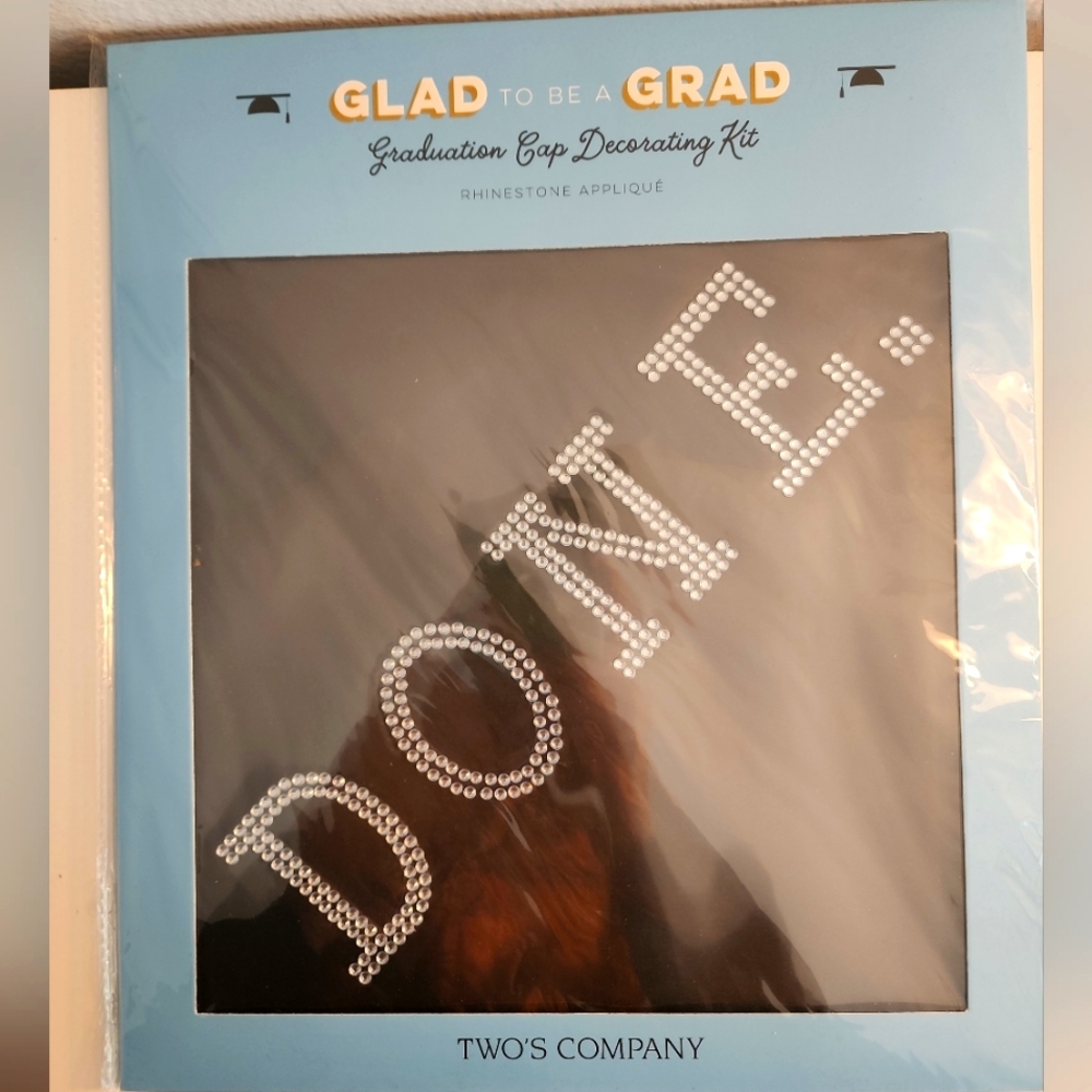 Cap Decorating Graduation Kit Rhinestone appliqué "DONE". Two's Company. NEW.